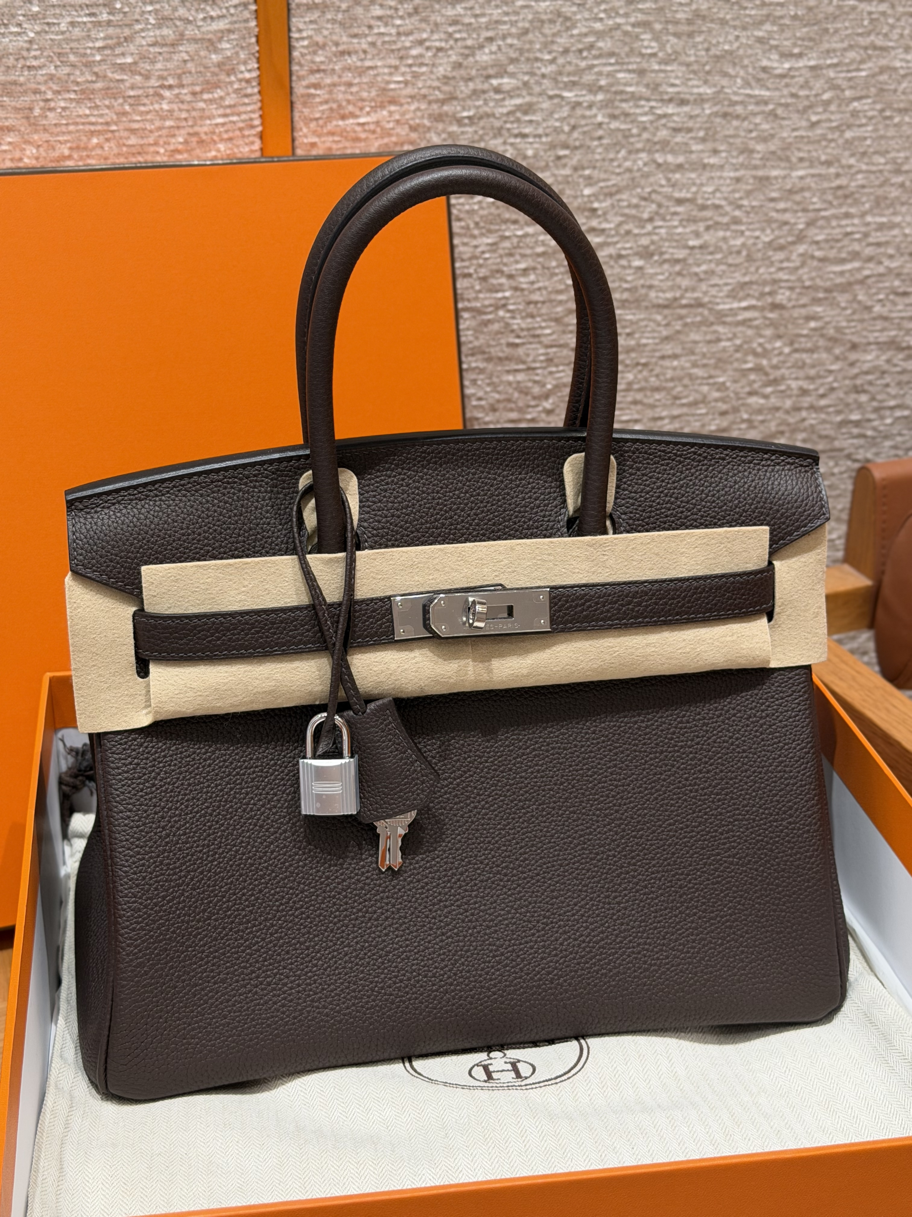 Hermes chocolate Togo Birkin 30 Bag