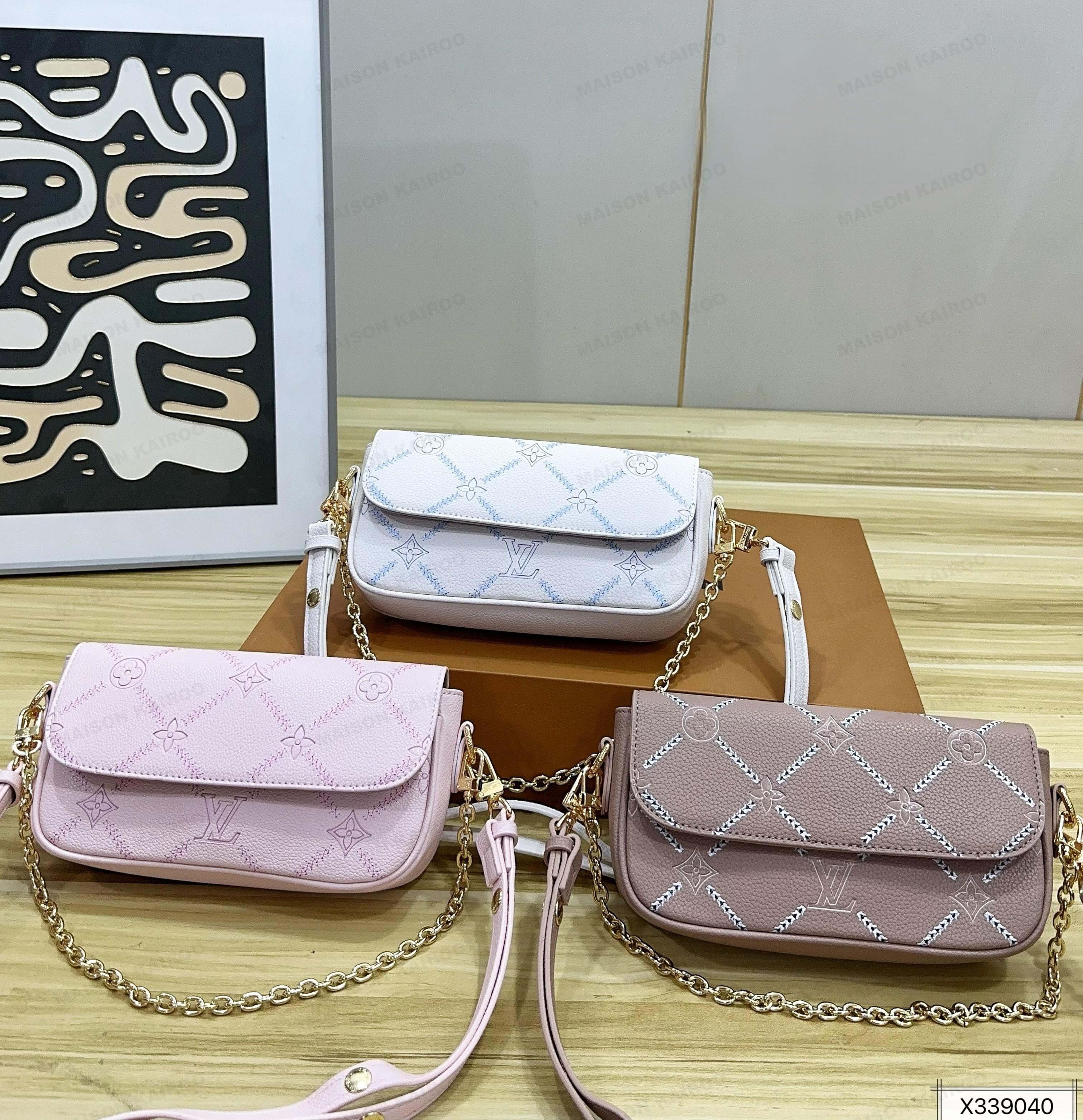 Louis Vuitton LV Ivy WOC Pastel Stitched Monogram Embossed Leather Baguette Hobo Shoulder Bag - KAIROO