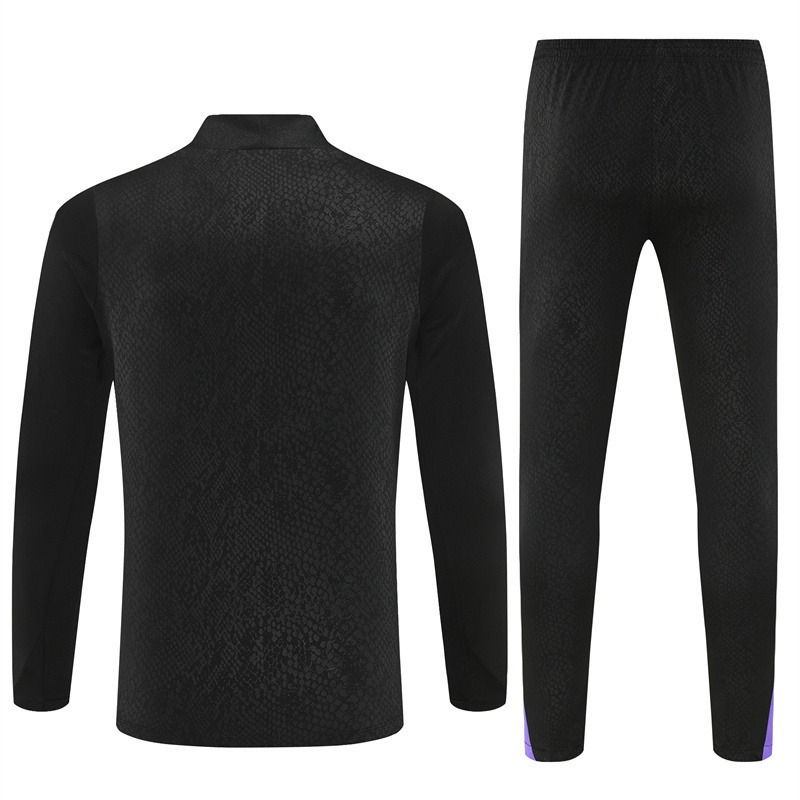 Adult/ Kids 2526 Barcelona half zipper Training suit Black