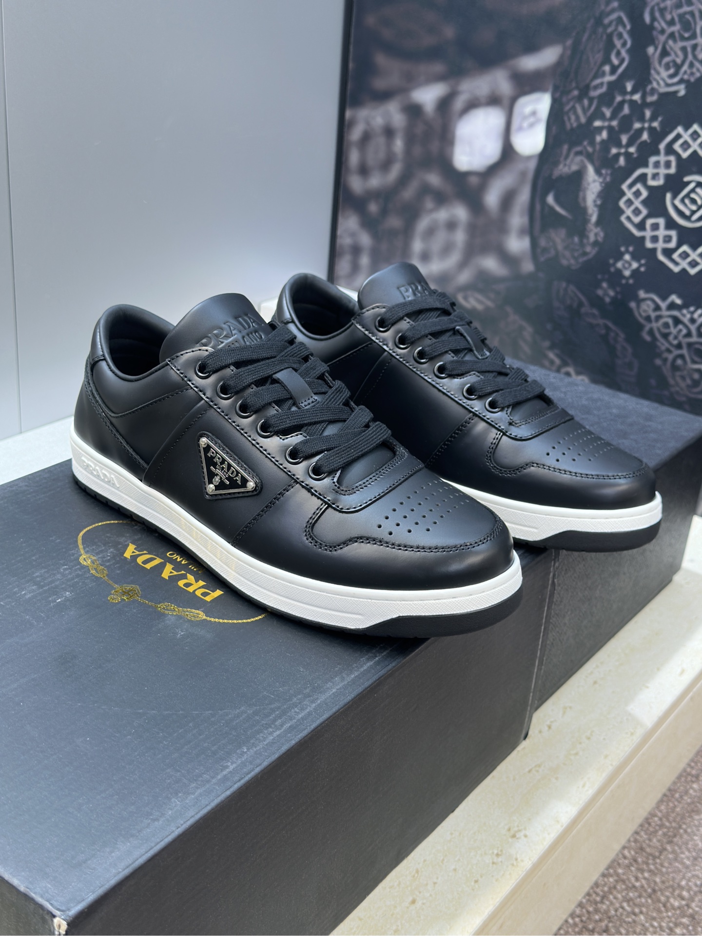 Prada Classic Unisex Leather Sneakers