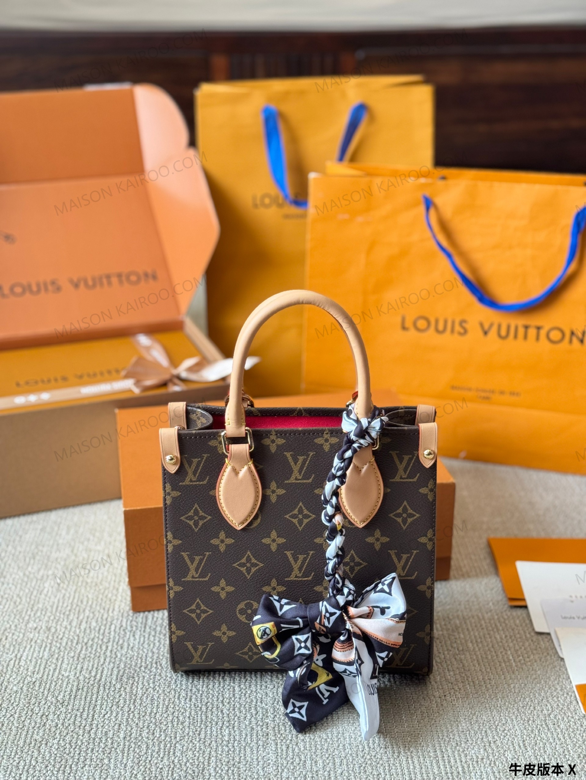 Louis Vuitton LV Petit Sac Plat BB/MM Light Brown Monogram Canvas Vertical Handle Briefcase Tote Bag - KAIROO