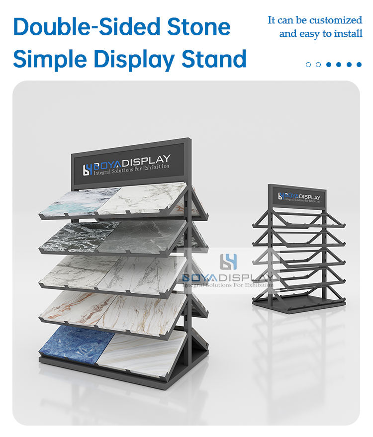 Custom Quality Multi-style Metal Modern Waterfall Tile Display Stand Stone Ceramic Tile Small Sample Display Stand