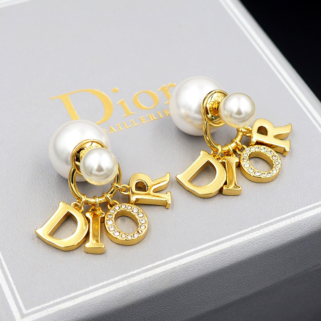 Dior Letter Pearl Earrings