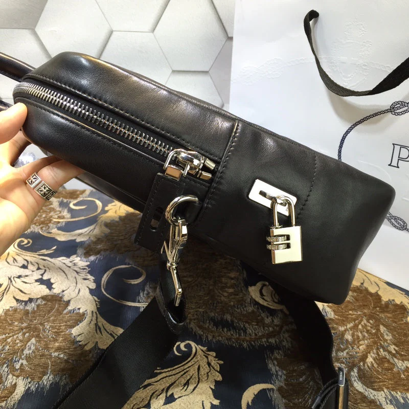 Prada Business & Travel BAG 38 IN BLACK SMOOTH LAMBSKIN
