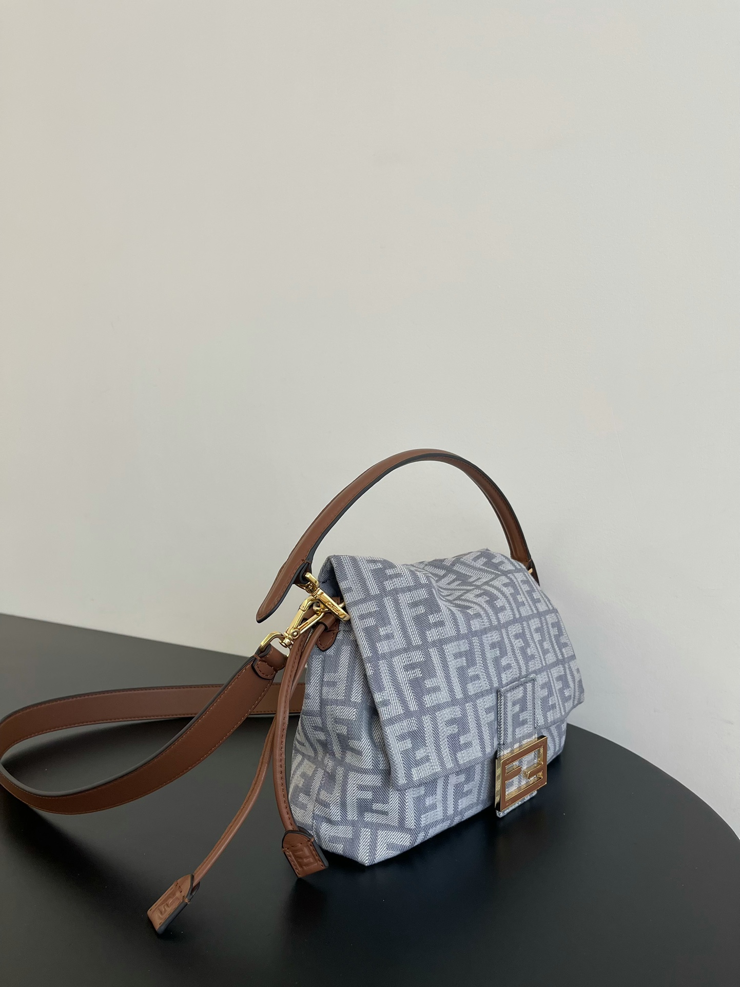 Fendi Medium Baguette Soft Bag in FF denim Canvas