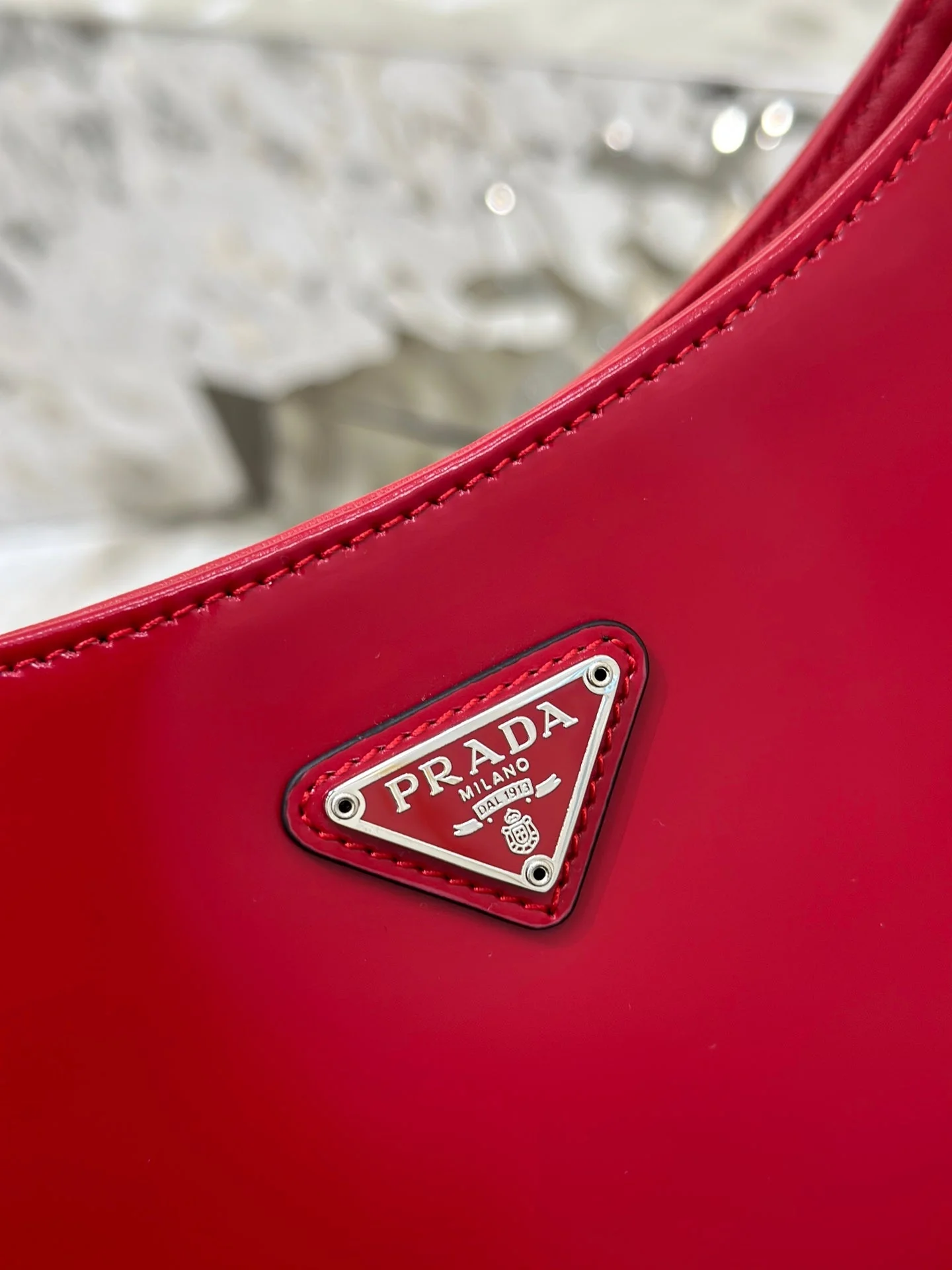Prada CLEO 27 DARK RED BRUSHED LEATHER SHOULDER BAG