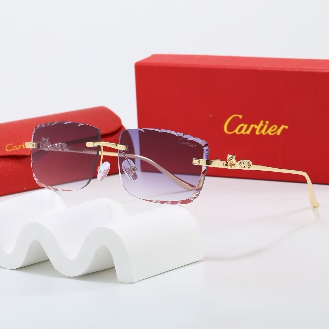 Cartier Panther Series Diamond-Cut Rimless Sunglasses Top quality - KAIROO