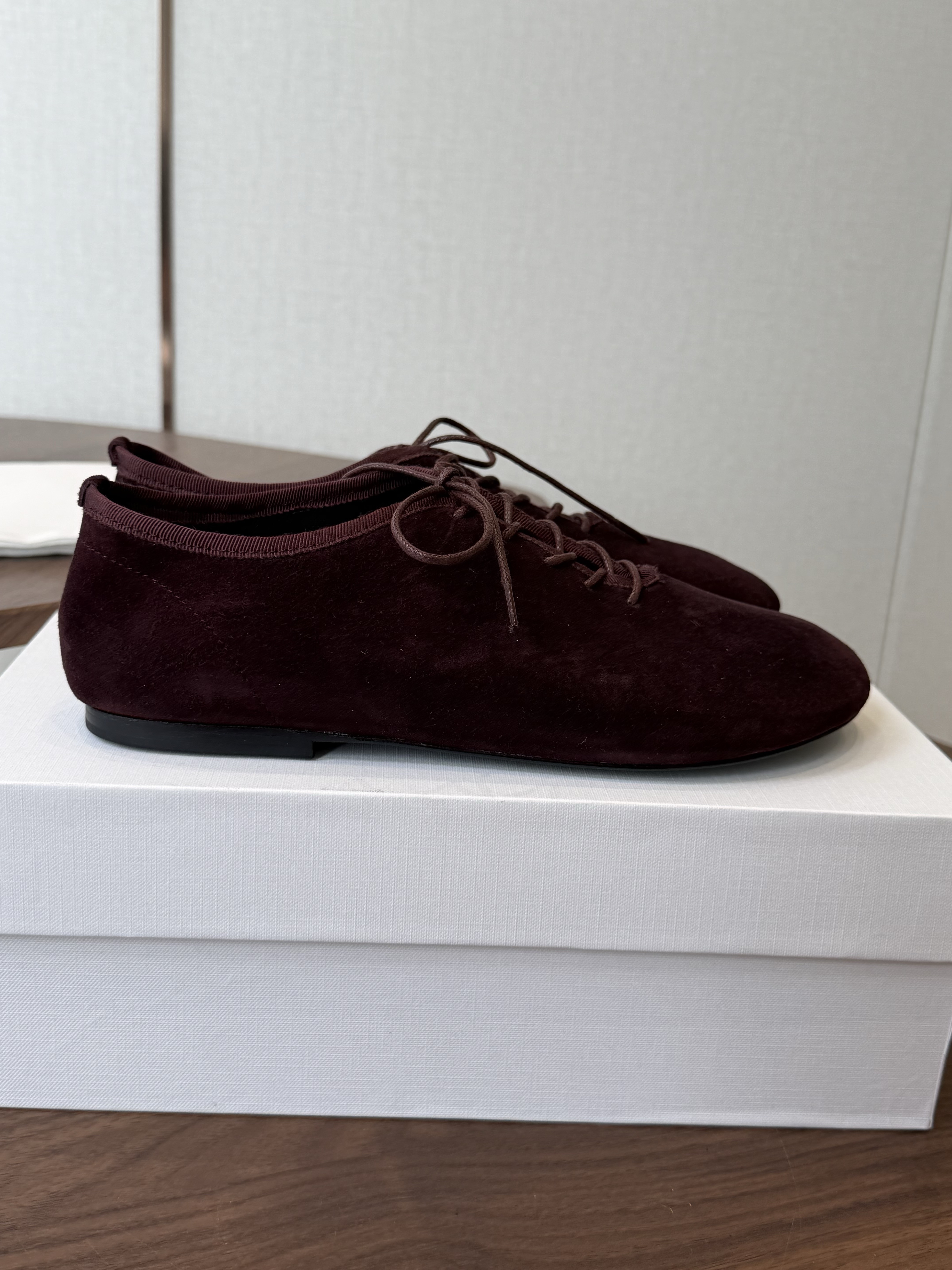 The Row Low Suede Race-up Loafer