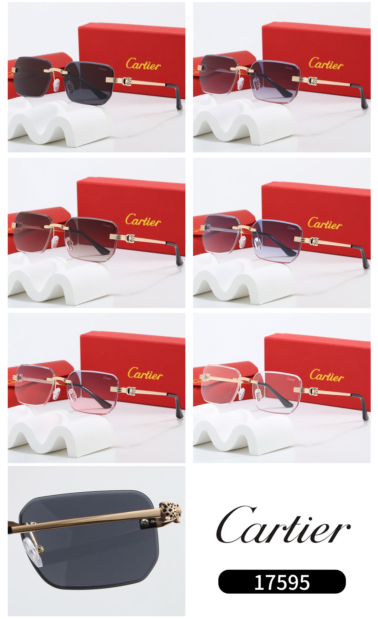 Cartier Metal Rimless Rectangular Sunglasses Top quality - KAIROO