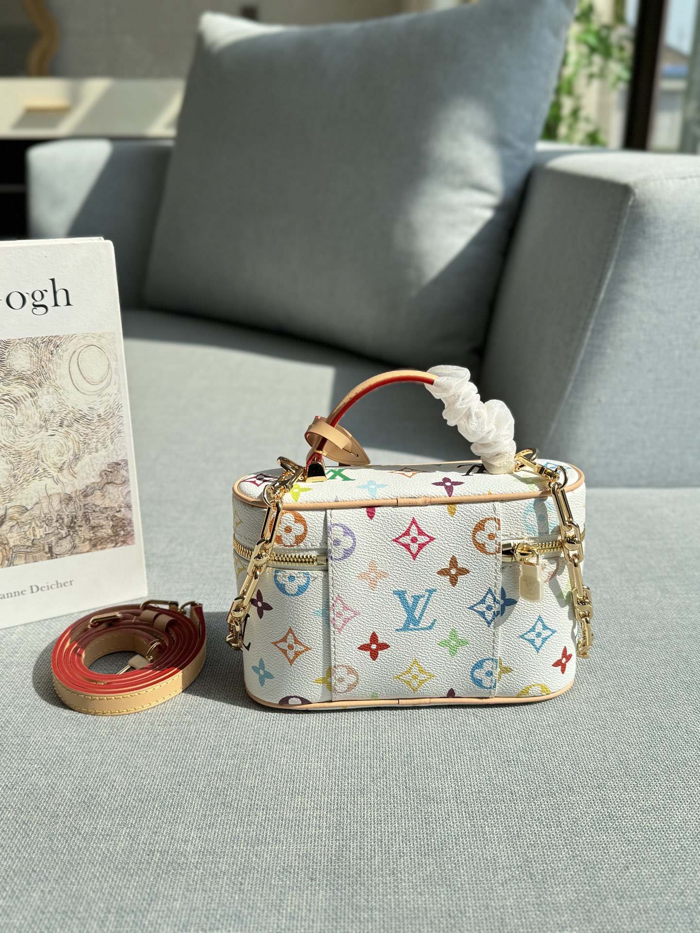 Louis Vuitton x Takashi Murakami Monogram Multicolore Canvas Leather Vanity Case PM Crossbody Bag - KAIROO