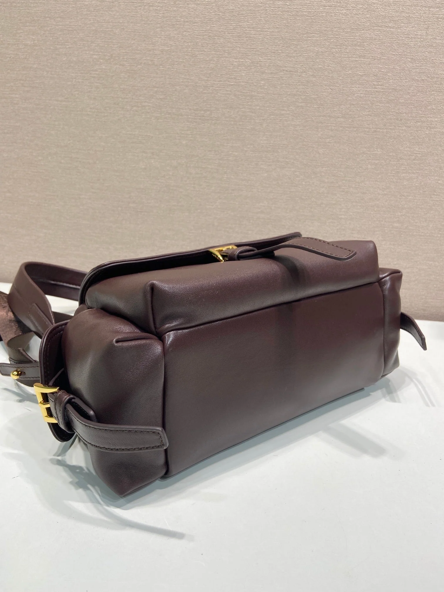 Prada PRA Shoulder Bag Dark Brown Sheepskin 341138