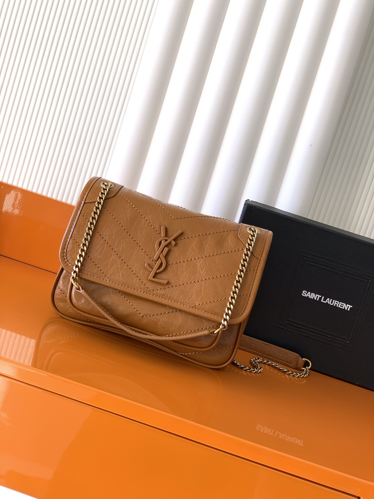 Saint Laurent Light Camel Vintage Leather Small Niki Bag