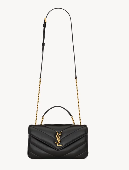 Saint Laurent Black Loulou Top Handle bag in Lambskin