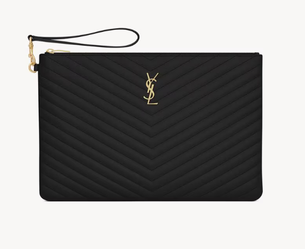 Saint Laurent Black Large Document Holder in Calfskin