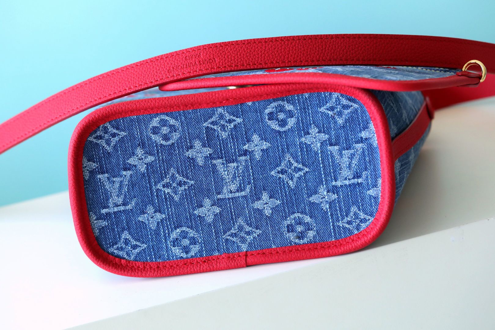 Louis Vuitton LV New Denim Cherry Embroidered Tote Bag