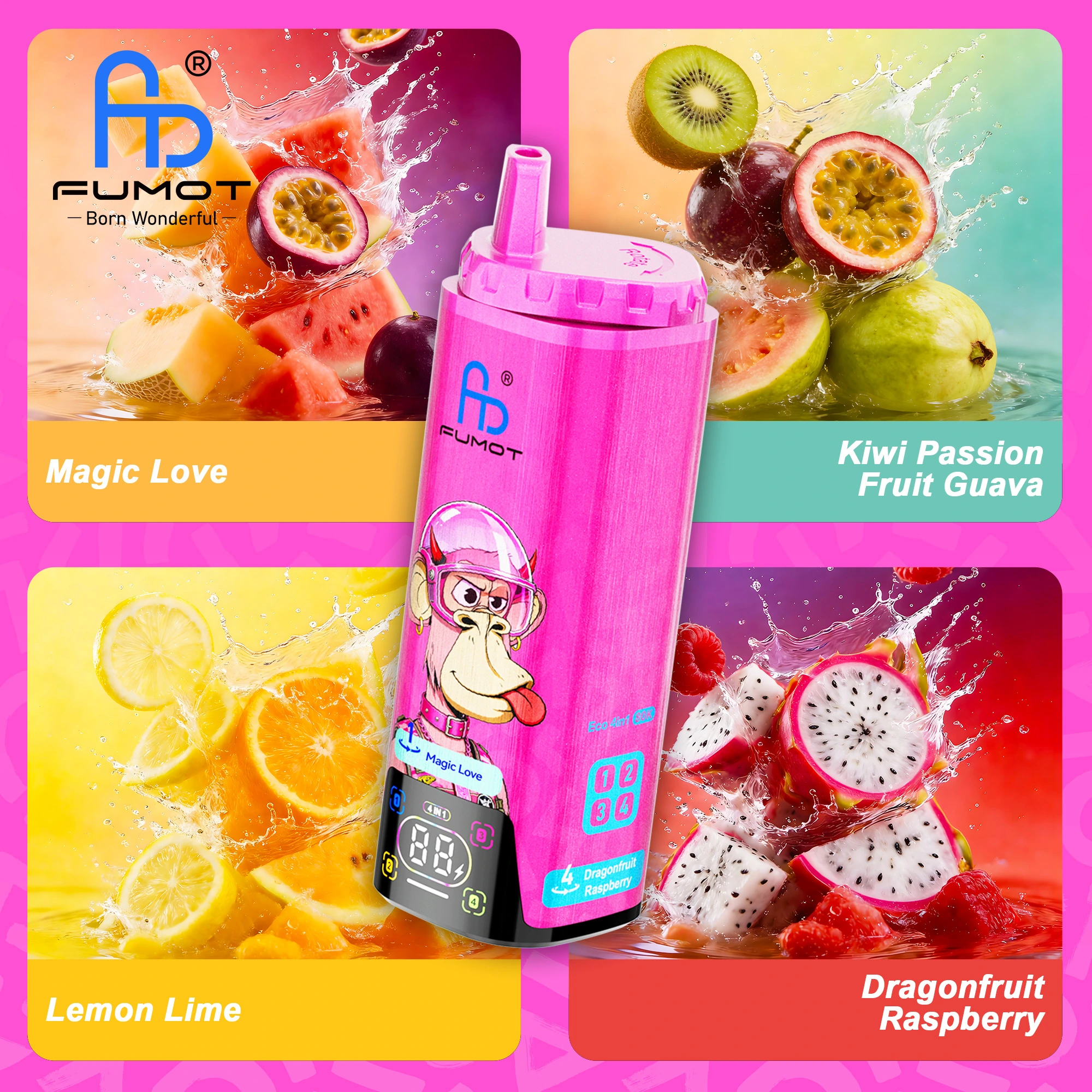 FUMOT 80K 4in1-Magic Love&Kiwi Passion Fruit Guava&Dragonfruit Raspberry&Lemon Lime - Vaba Vaba