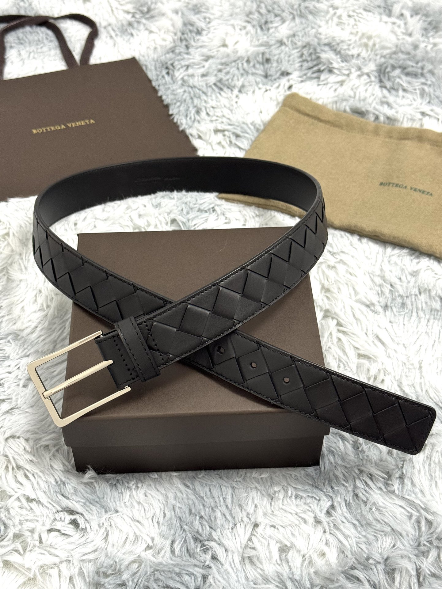 Bottega Veneta Intrecciato Leather Belt 3.5cm