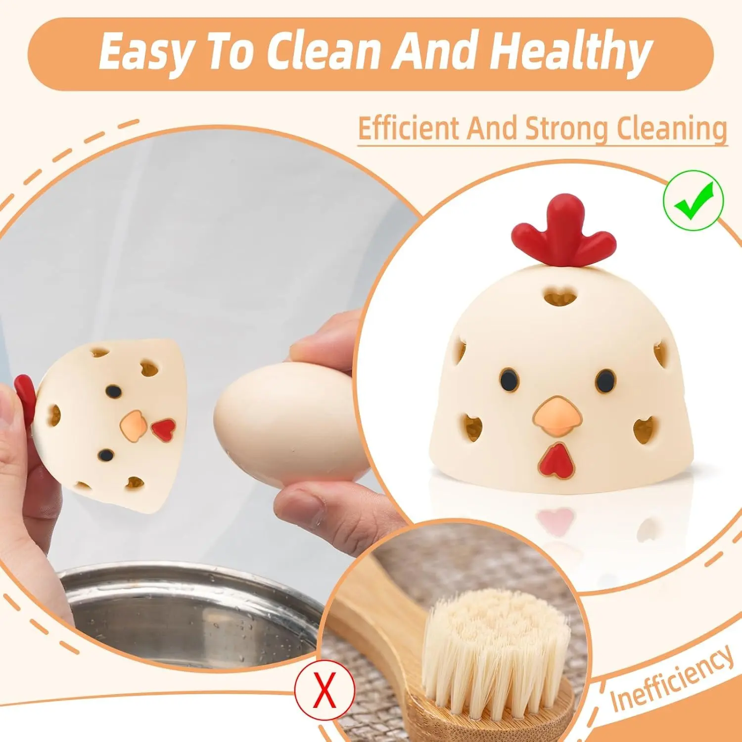 Silicone Egg Cleaning Brush for Farm Fresh Eggs - (Food-Grade Silicone)
