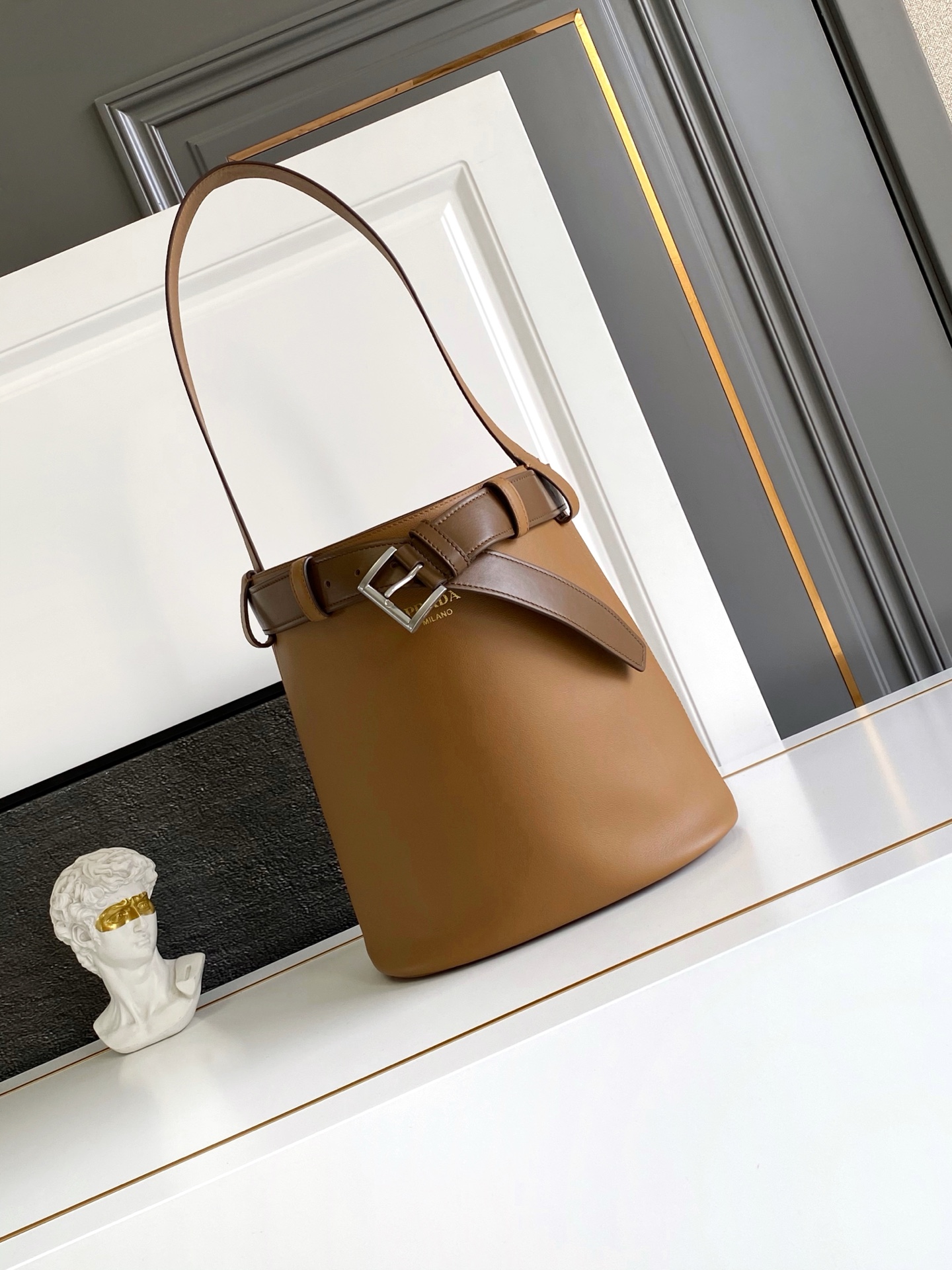 Prada Bags Buckle Imported Calfskin Sheepskin 1BE085 (10A Mirror Version)