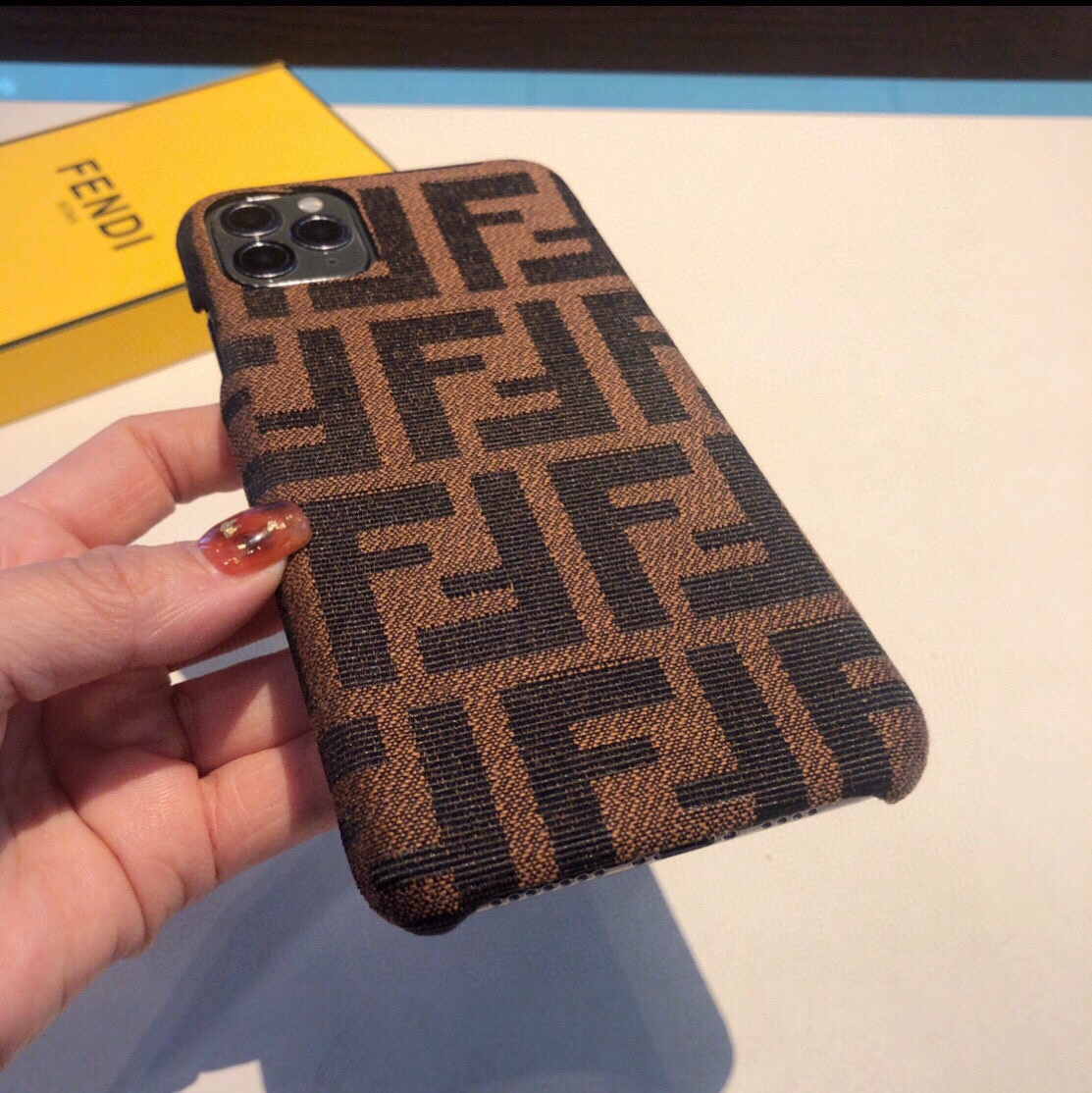 Fendi Brown Tobacco FF Jacquard Fabric Hard Case for iPhone - KAIROO
