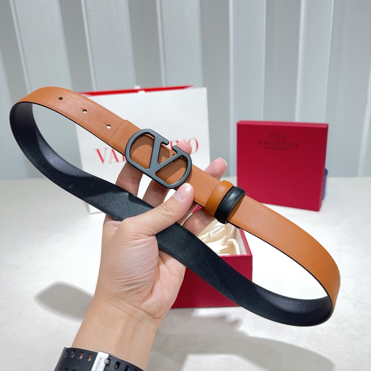 Valentino Reversible Leather Belt 3cm