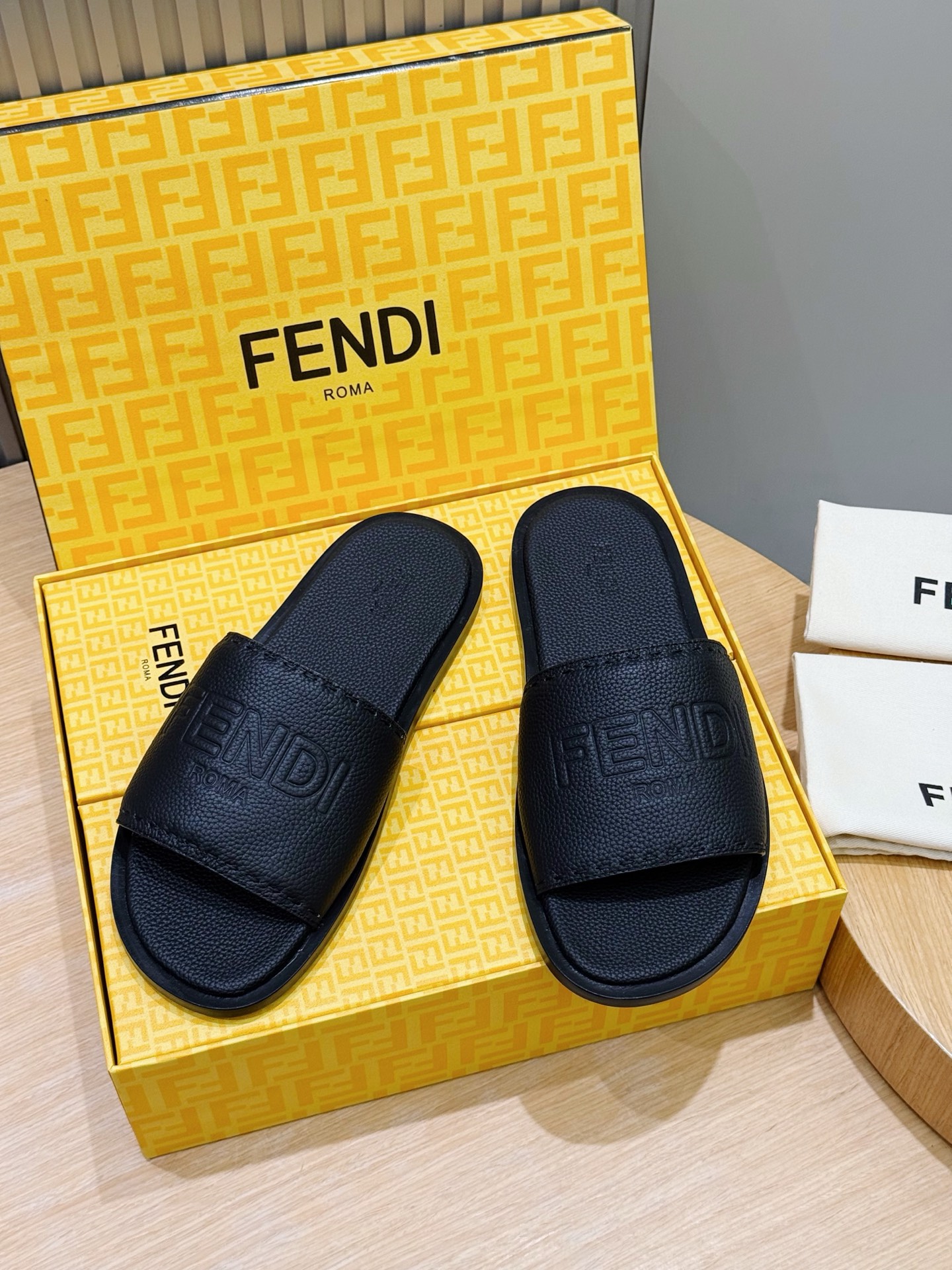 Fendi Men's Sunshine Leather Mule