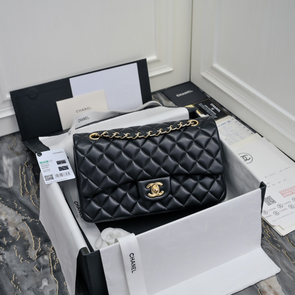Chanel Classic 11.12 Handbag in Black Lambskin