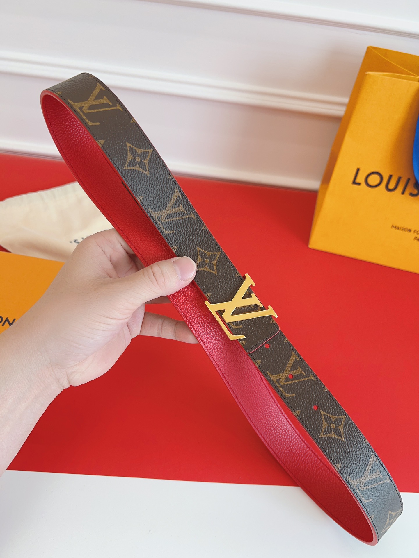 LV Initial Monogram Canvas and leather Reversible Belt 3.0cm