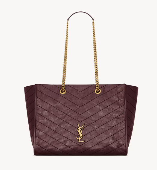 Saint Laurent Rouge Cabernet Vintage Leather Niki Shopping Bag