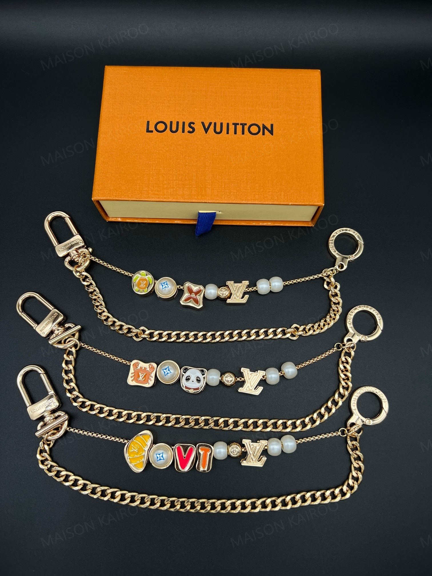 Louis Vuitton LV Double Layer Pearl Beaded Chain Bag Charm - KAIROO