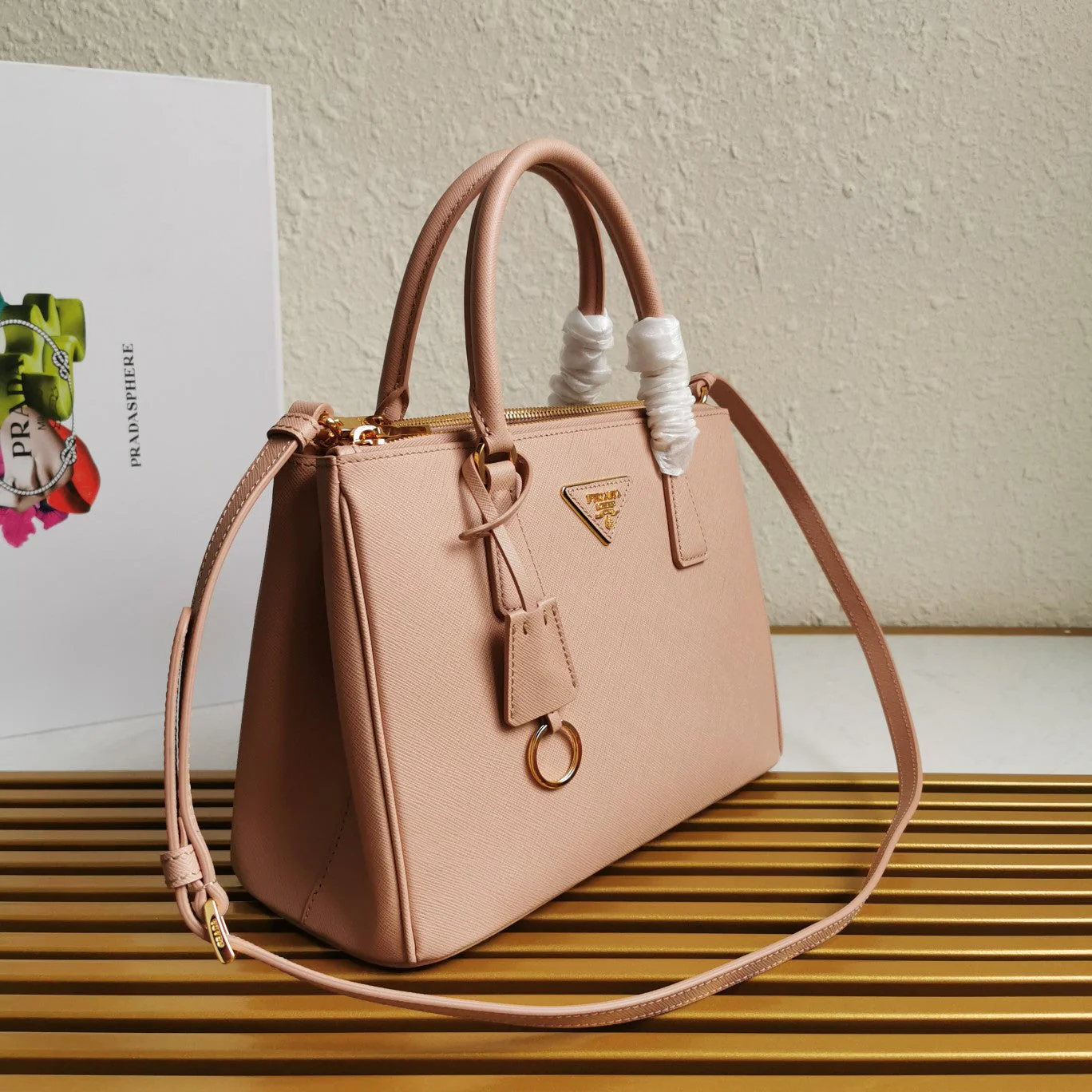 Prada MEDIUM GALLERIA 28 BEIGE SAFFIANO LEATHER
