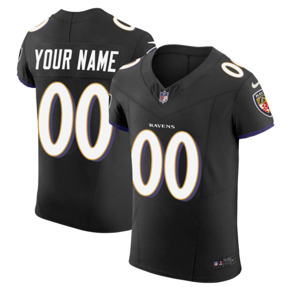 Baltimore Ravens Nike Purple Black White Vapor F.U.S.E. Elite Custom Jersey