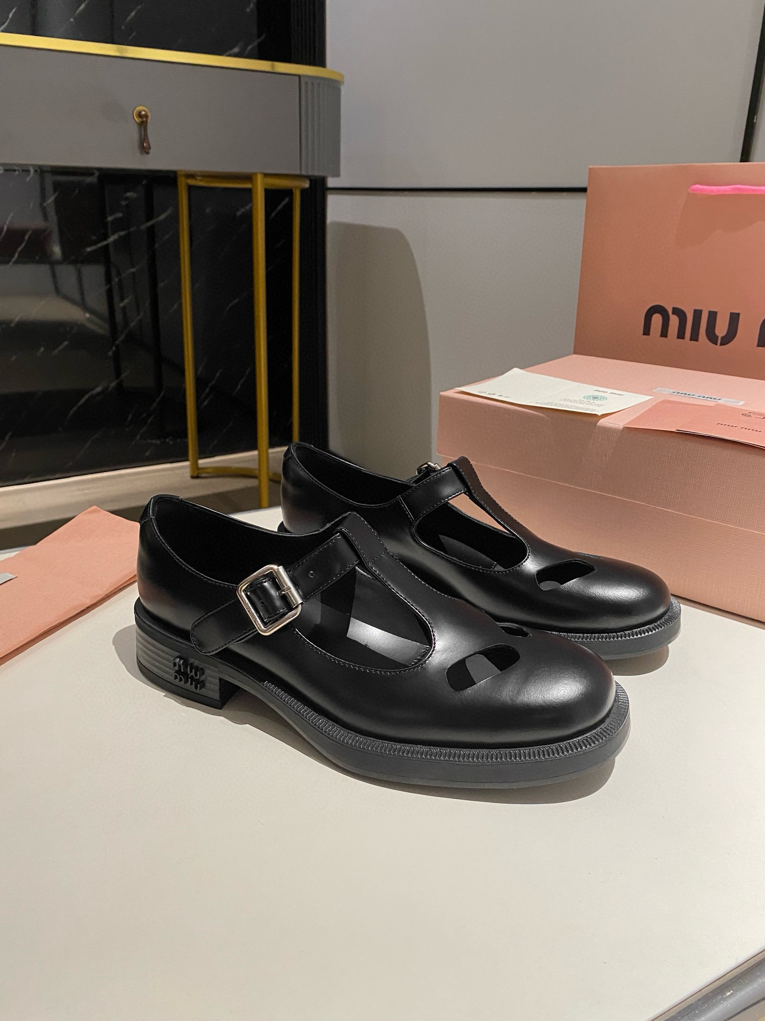 Miu Miu Black Shiny leather Sandal