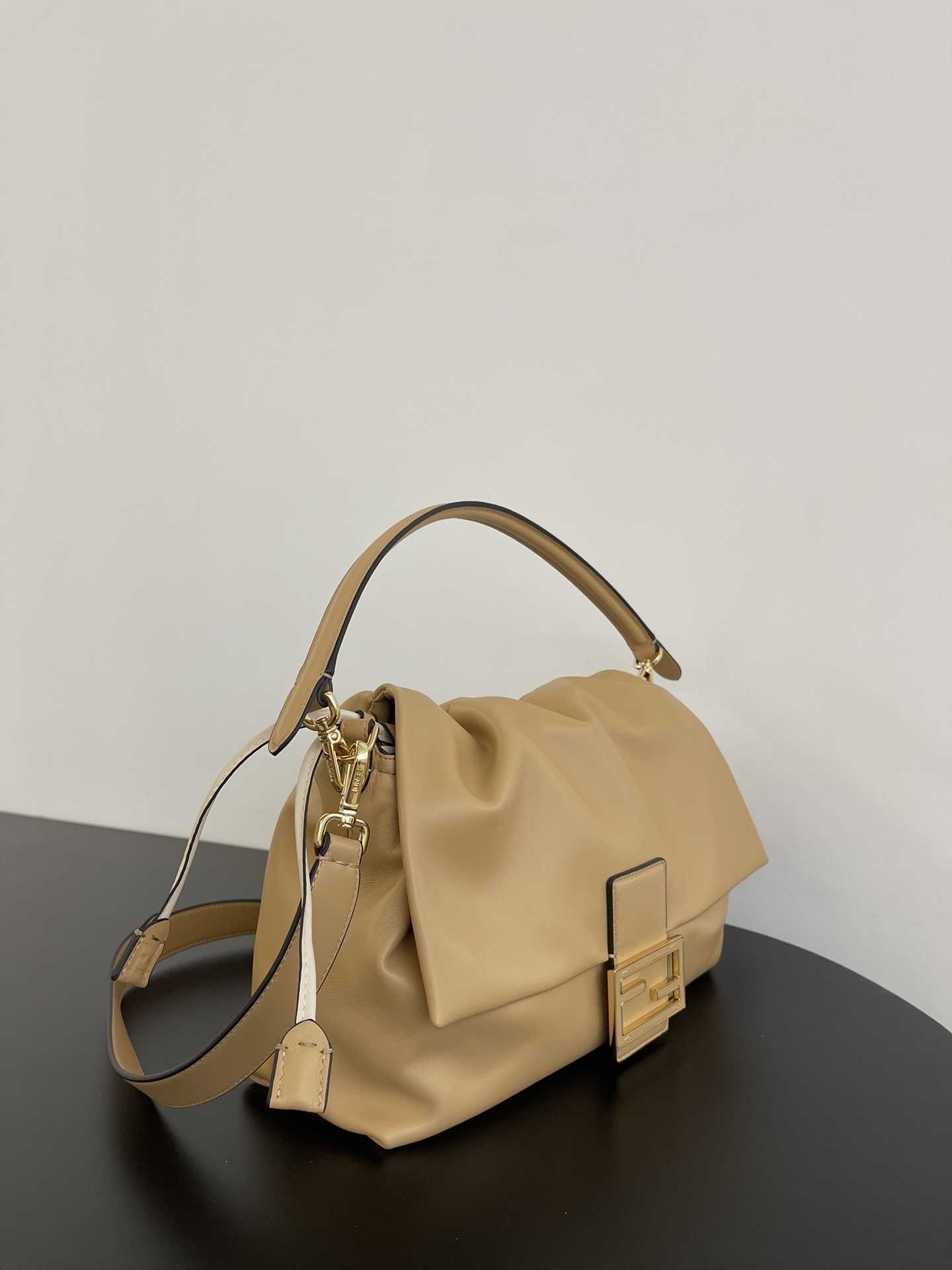 Fendi Large Baguette Soft Bag in Nappa leather-Dark beige