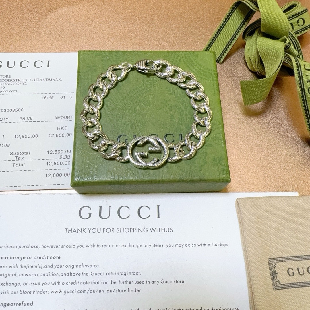 Gucci Antique Silver Unisex Bracelet