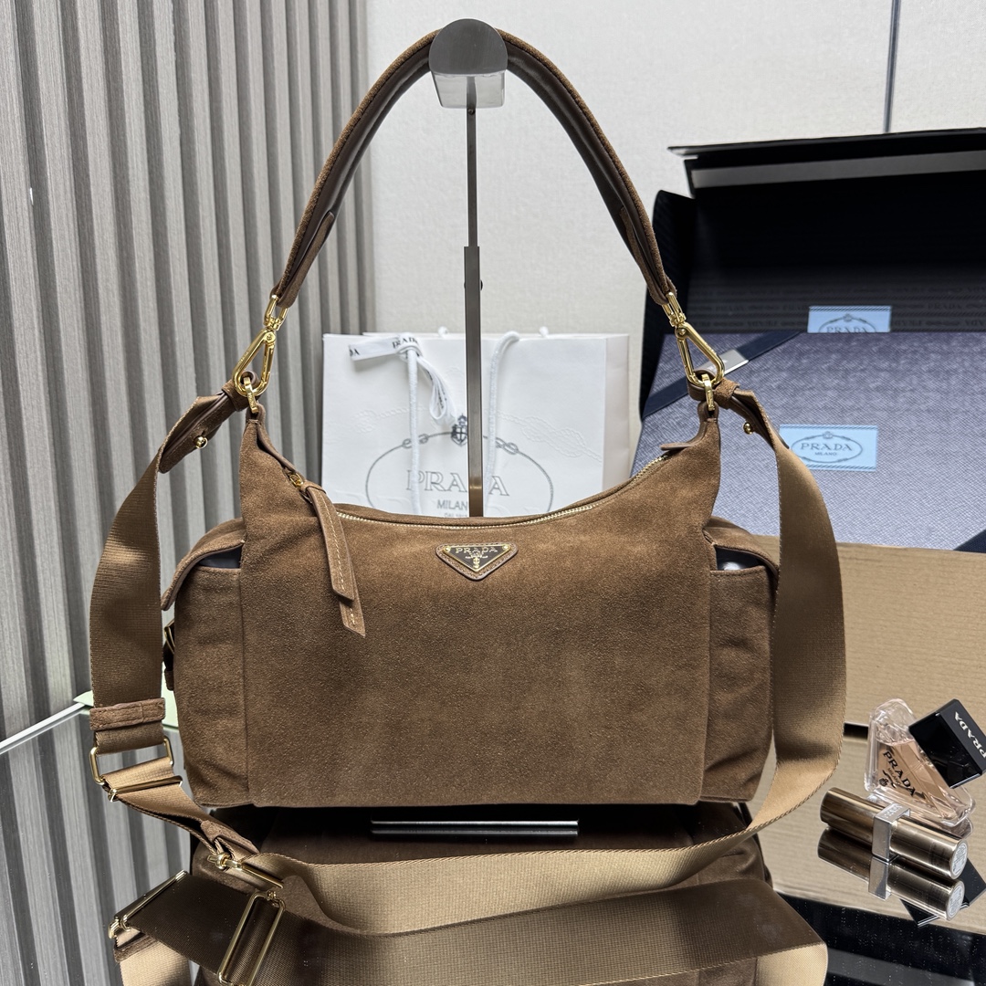 Prada Explore large Suede bag-Brown 1BC264