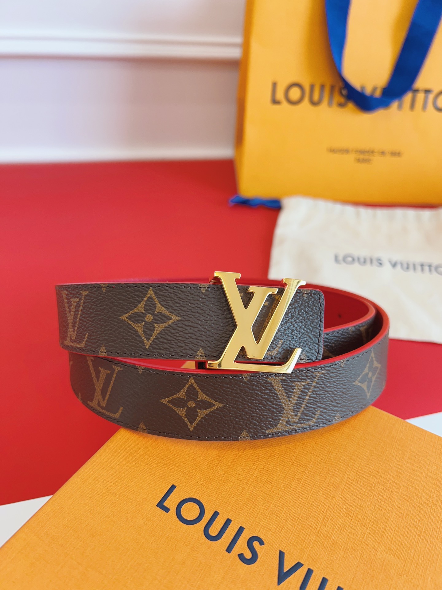 LV Initial Monogram Canvas and leather Reversible Belt 3.0cm