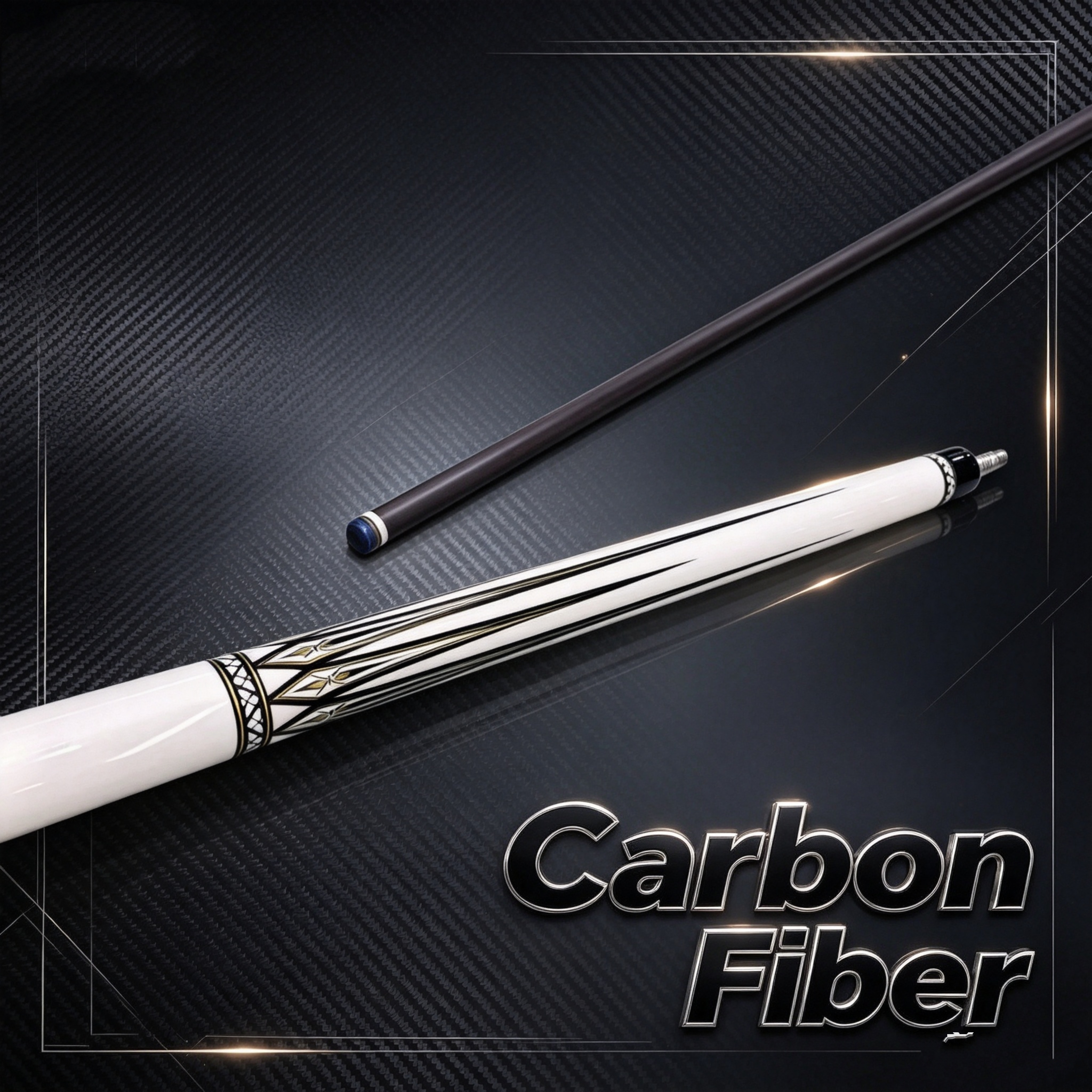 14MM Carbon Fiber Big Head Pool Cue Stick, 1/2 Split Full Carbon Fiber Shaft Professional Billiard Cue for 8-Ball 9-Ball Break & Jump Shots