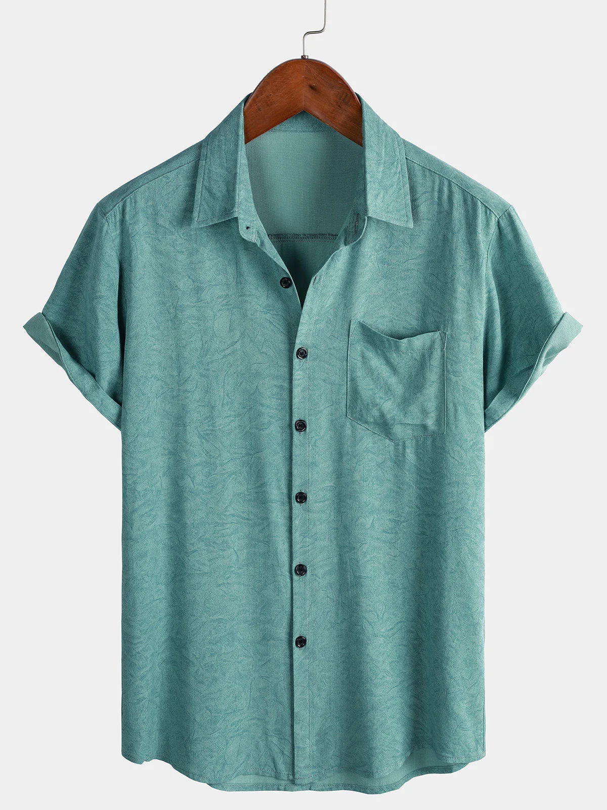 Men's Vintage Green Casual Vacation Summer Short Sleeve Shirt