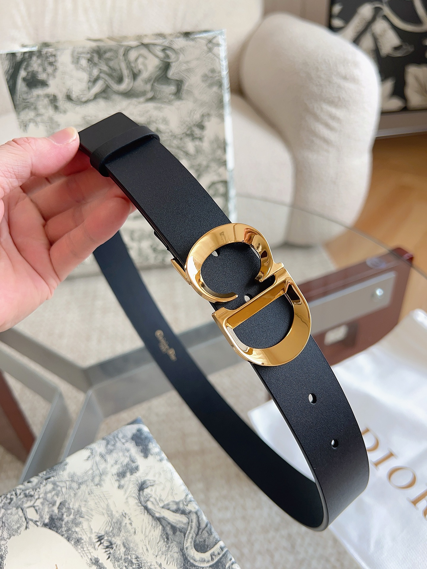 Dior CD Buckle Leather Belt 3cm