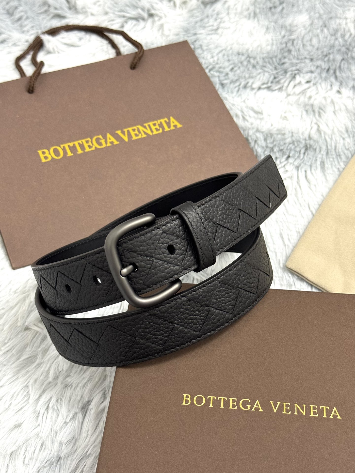 Bottega Veneta Intrecciato Leather Belt 3.5cm
