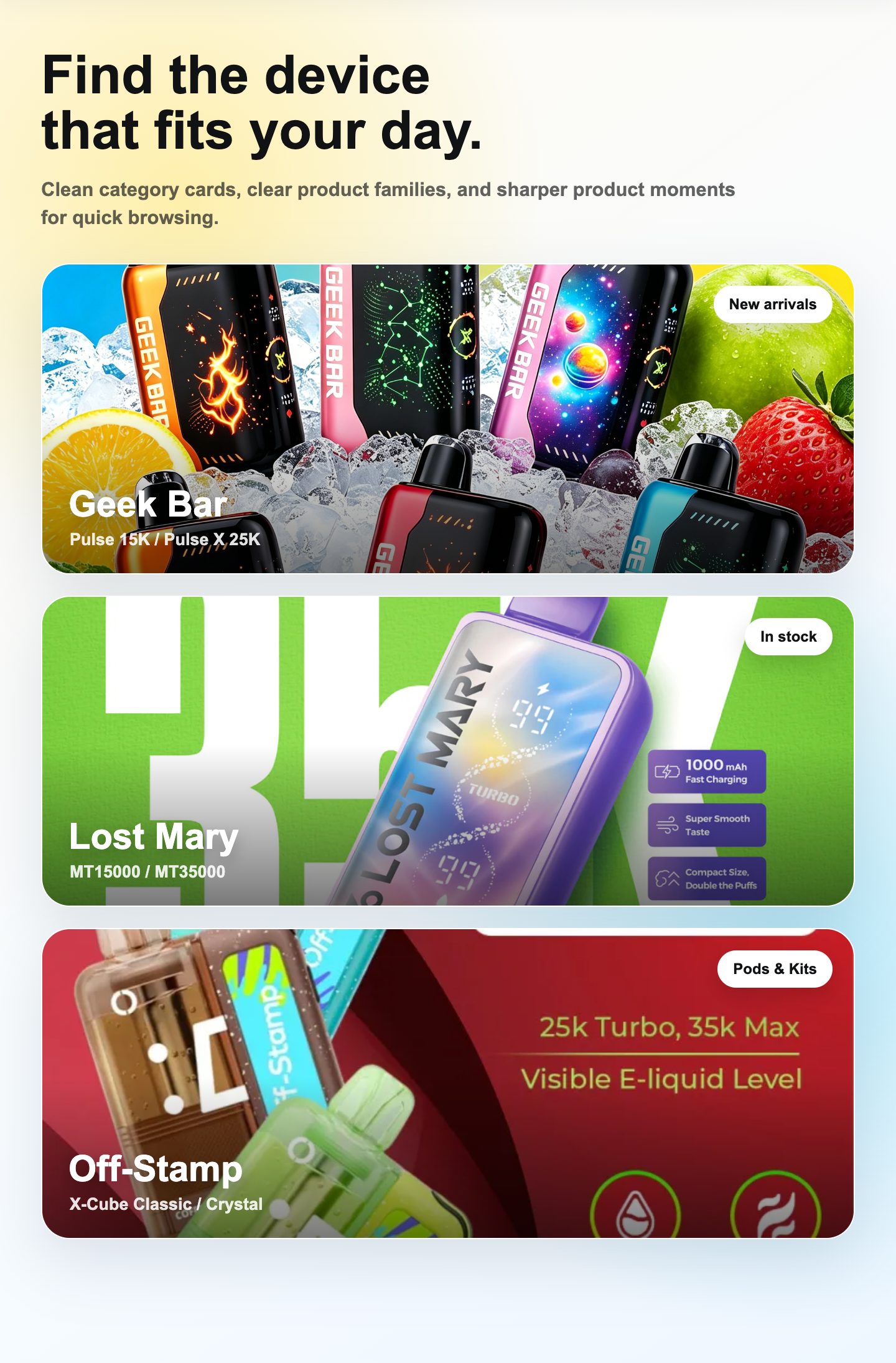 TestVapes mobile category hero