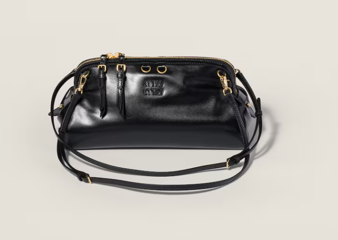 Miu Miu Black Caprice shiny leather clutch 5BF130