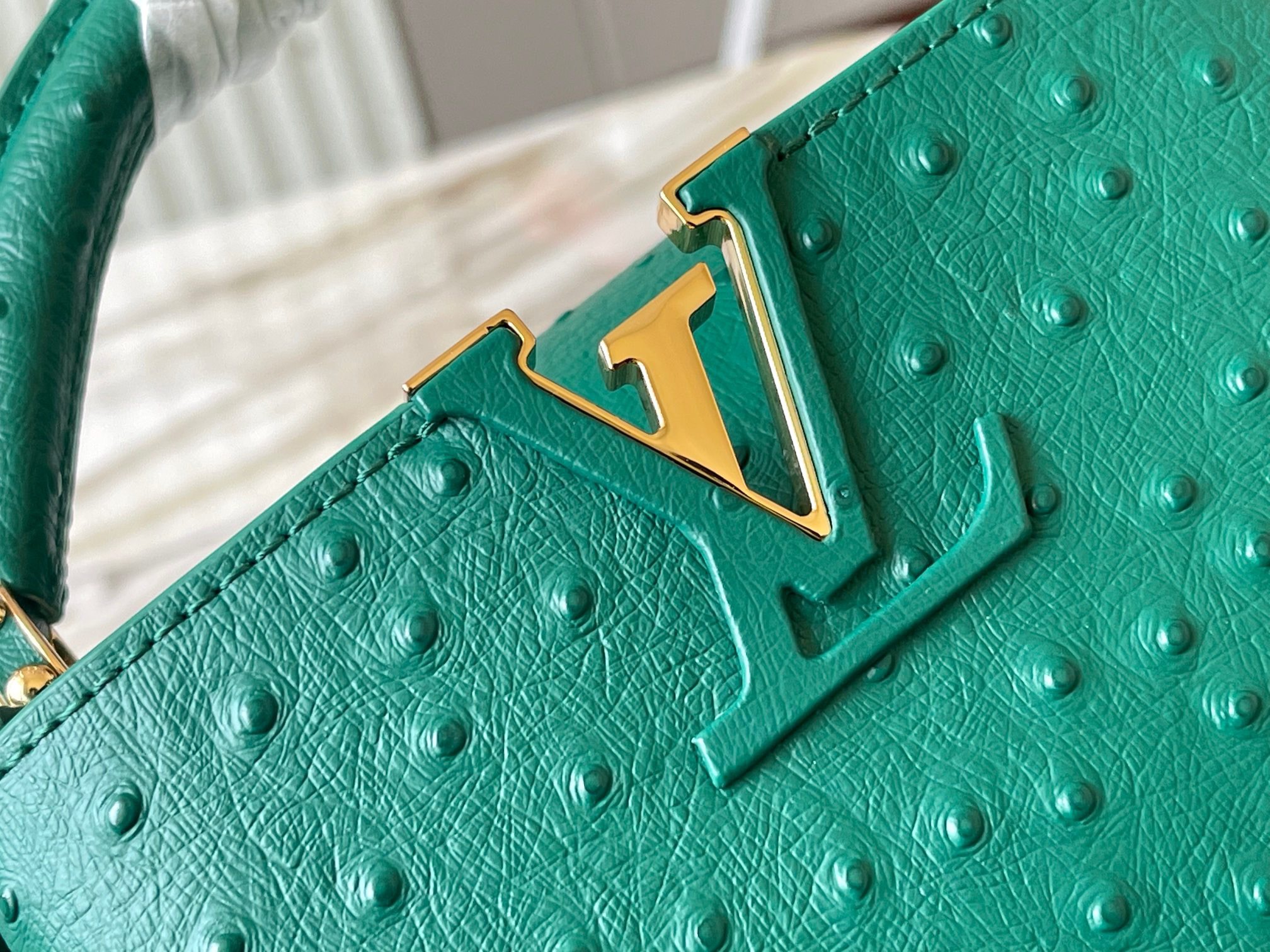 Louis Vuitton Bags lv grass green ostrich pattern handbag