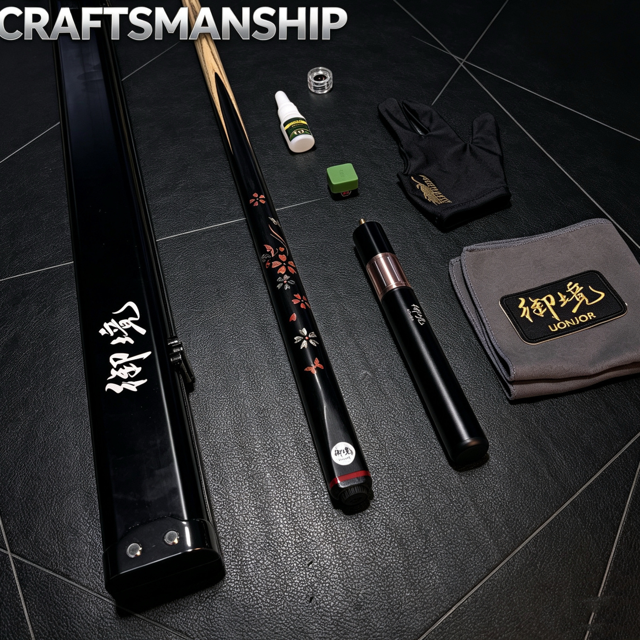 ACSWORD  Luoying One-Piece Snooker Cue – Handcrafted Ash Shaft & Ebony Butt with Hand Inlay | Complete Cue Set with Free Accessories