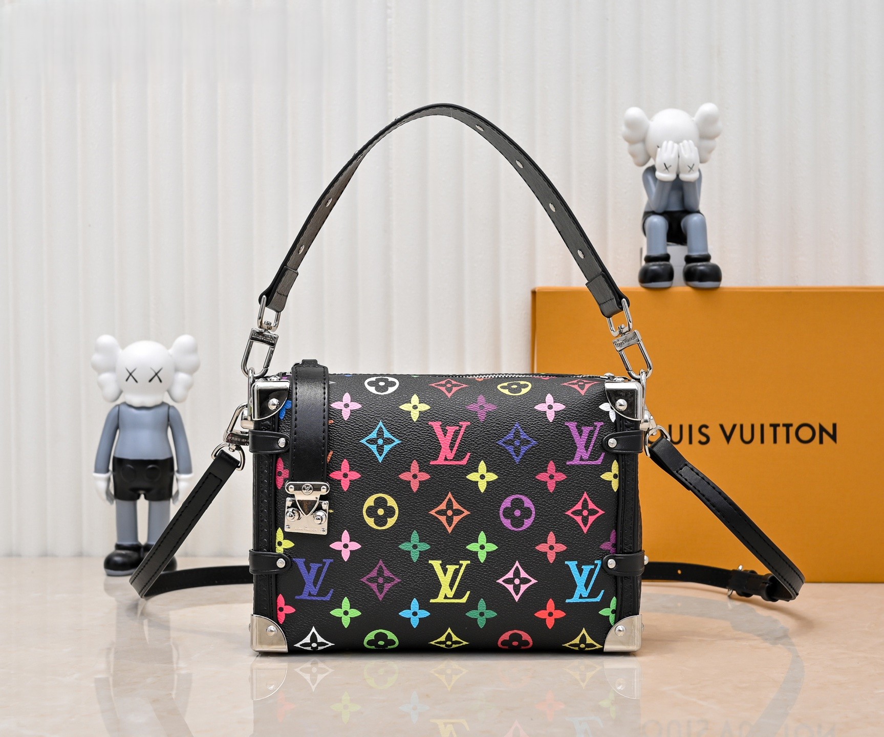 Louis Vuitton LV x TM Side Trunk MM Black Multicolore Monogram Canvas S-Lock Soft Crossbody Bag - KAIROO