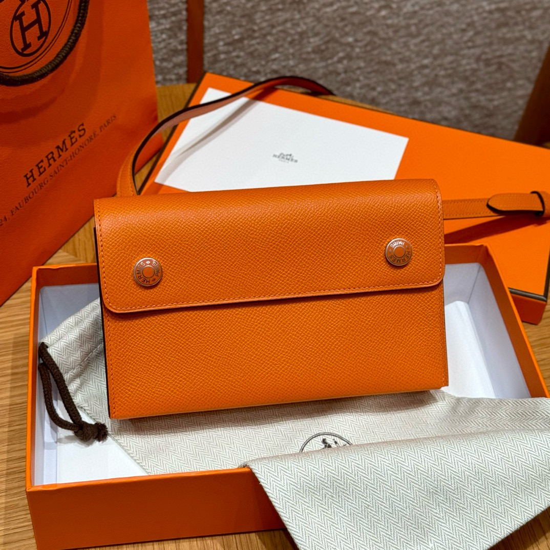 Hermes Orange Epsom Snap Wallet