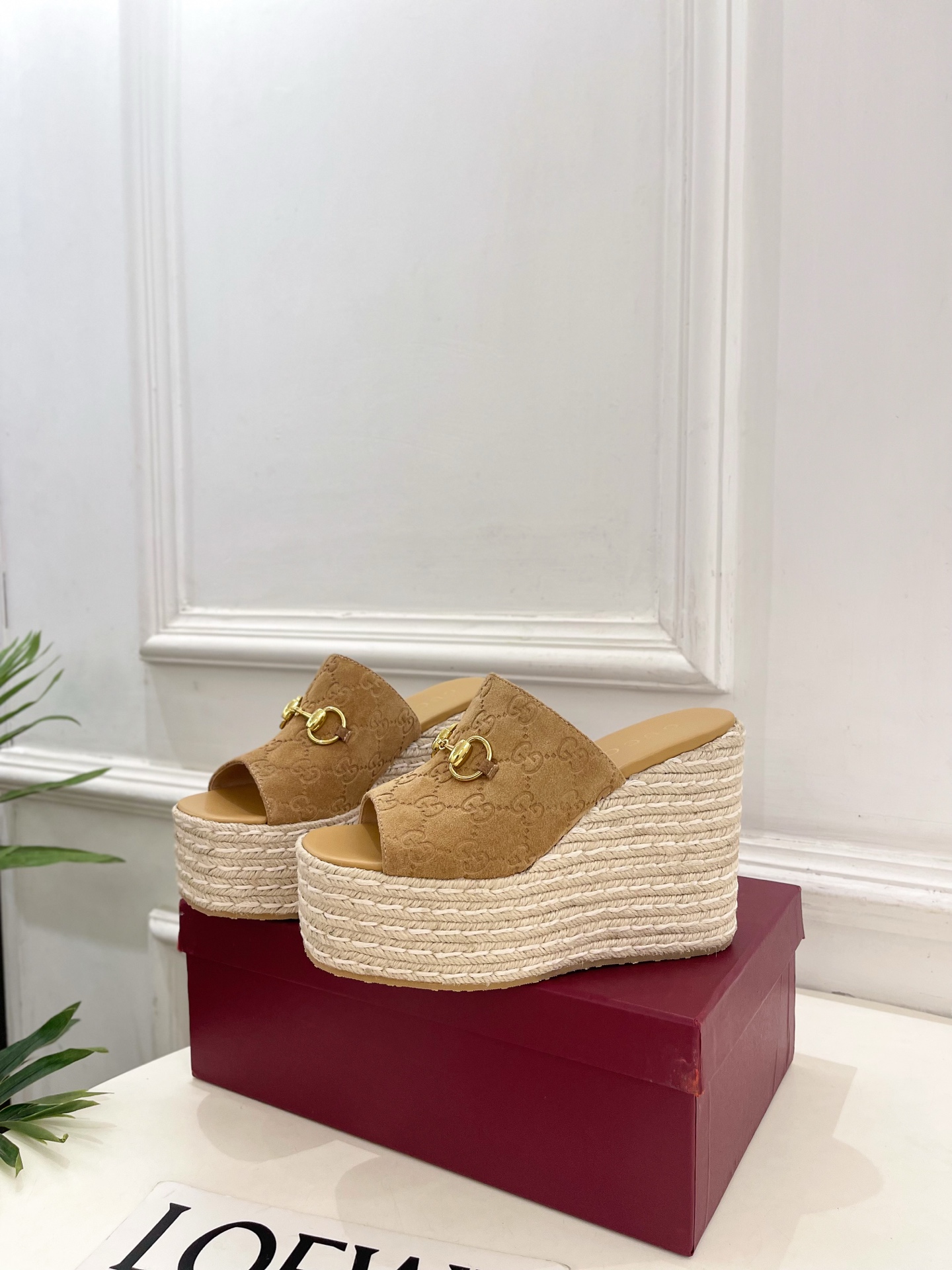 Women's Gucci platform espadrille with Horsebit-Beige