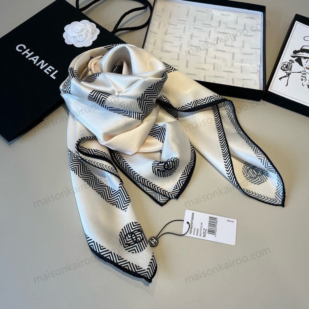 Chanel Chevron CC Square Scarf - KAIROO