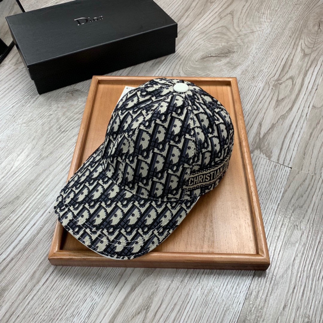Christian Dior Oblique Jacquard Fabric Baseball Cap With Signature Embroidery Dior Oblique Cap Hats - KAIROO